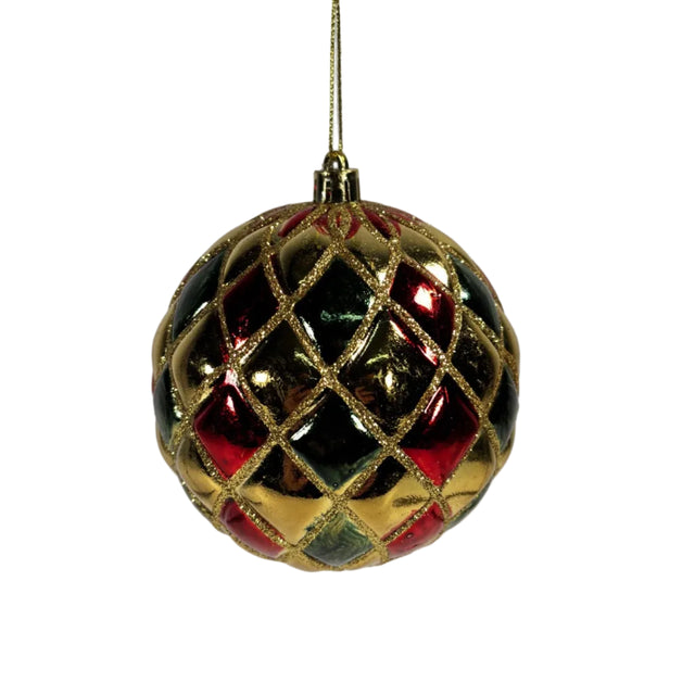 Red/green shiny shatterproof bauble 10cm