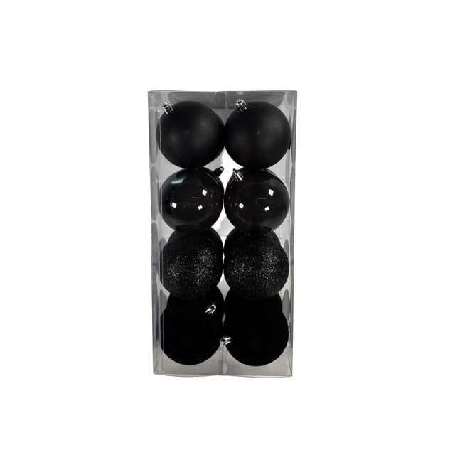 Xmas baubles set of 16, 8cm - Shades of black