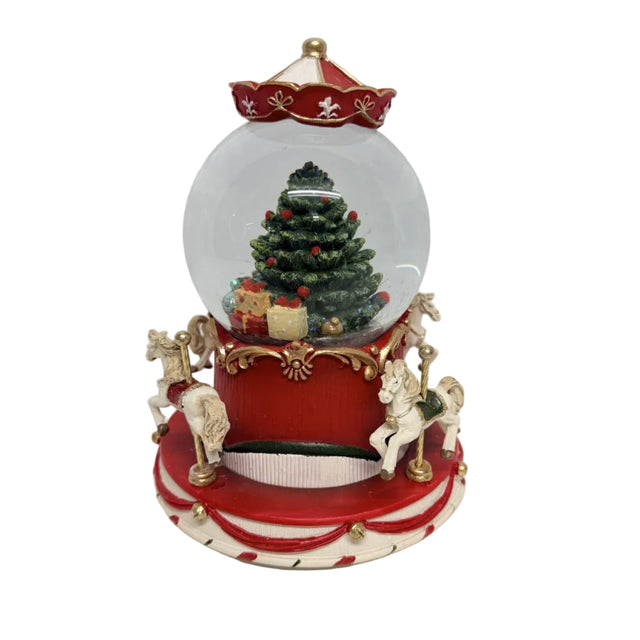 Wind-Up Music Snow Globe With Horses 14x19cm