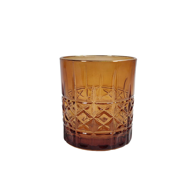 Tealight Holder 9cm Cross Design - Amber