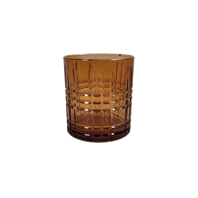Tealight Holder 9cm Line Design - Amber