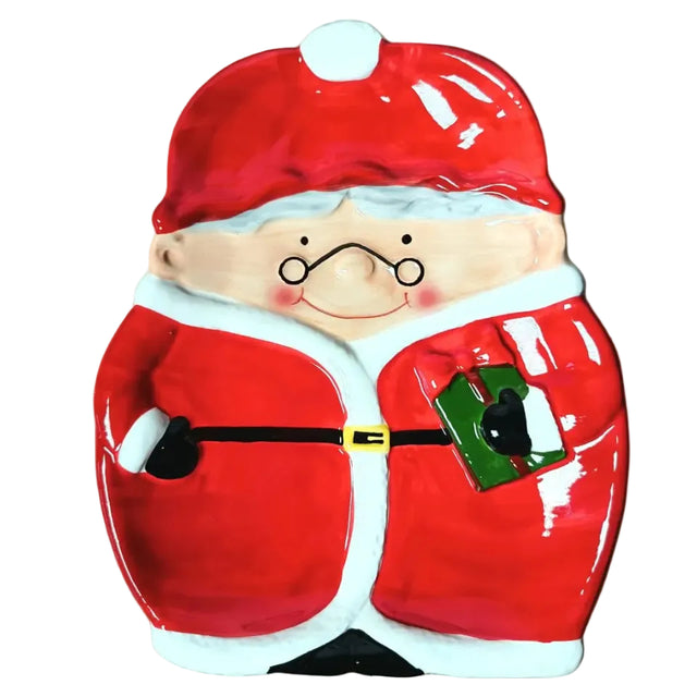 Plate, dolomite 26.5x22x.3.8cm - Mrs clause