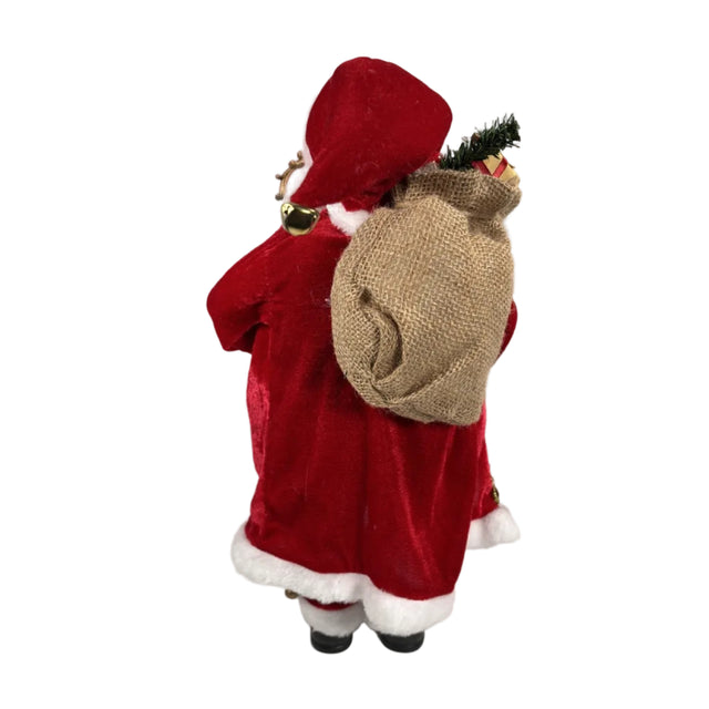 Red And Gold Santa With Green Shirt And Staff 45Cm