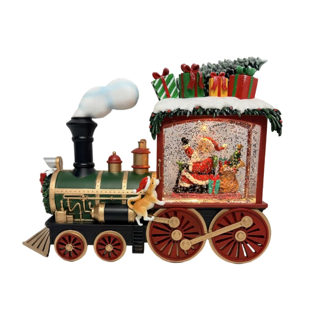 Steam Train LED Musical With Santa And Dog 31x10x24cm