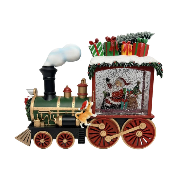 Steam Train LED Musical With Santa And Dog 31x10x24cm