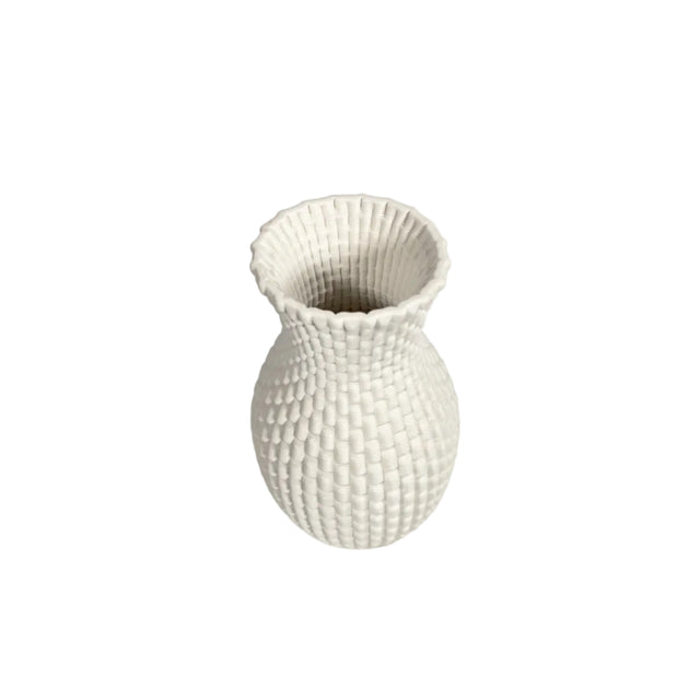 White Ceramic Hobnail Vase 11.8x19.4cm