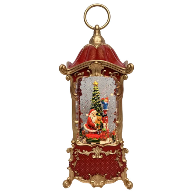 Santa And Child LED Musical Lantern 12x12x28cm