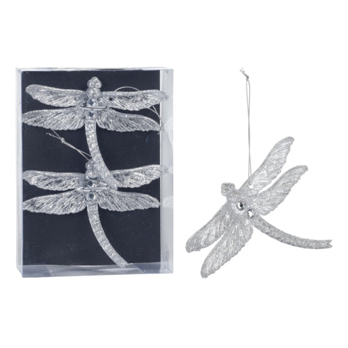 Plastic dragonfly 13cm 2pcs Glitter