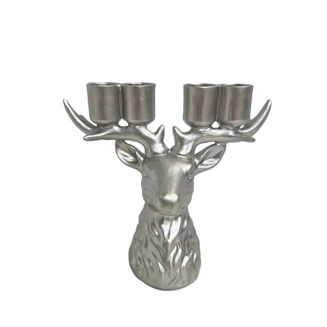 Silver Reindeer Candleholder 18.5cm