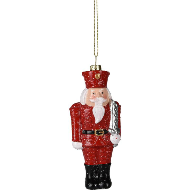 Xmas Figurines, 7x5x11cm, Red with Glitters, Nutcracker