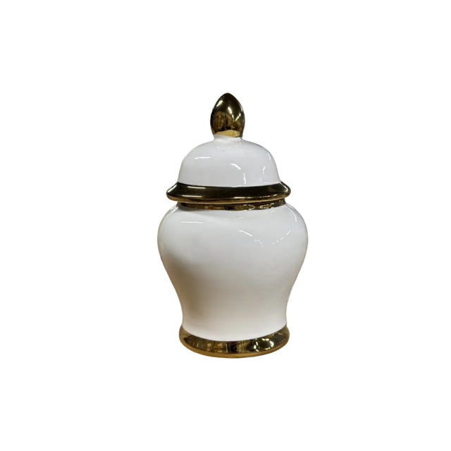 White and gold ginger jar 10x17cm