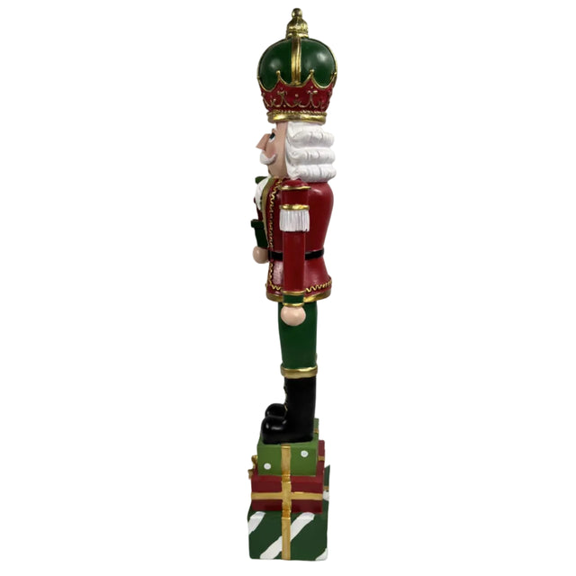 Green And Red Nutcracker On Gift Boxes 11.8x8.5x50.8cm