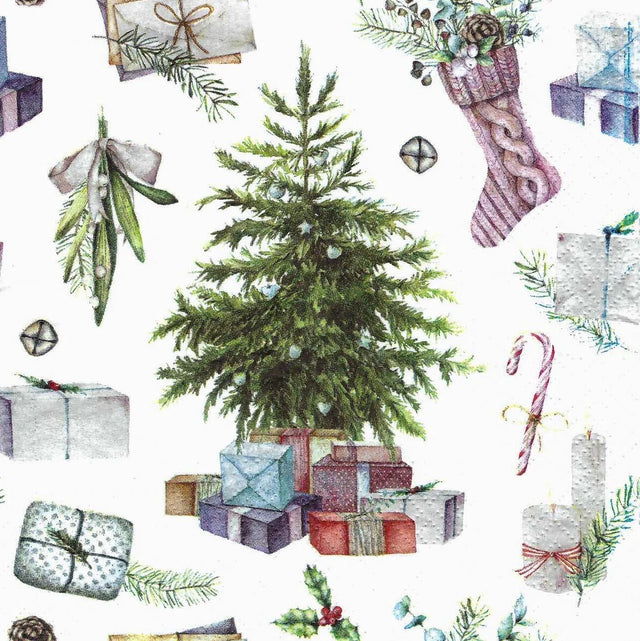 Napkins, Paper Material,16pcs, 33x33cm, Socks & Presents