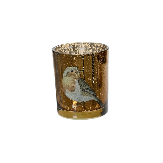 Glass Votive Gold 7x8.3cm - Bird