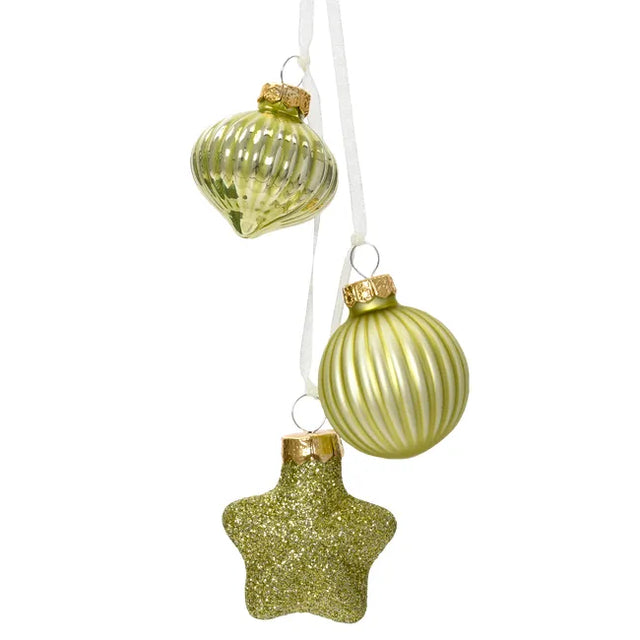 Bauble, Onion and star Shape 11,5cm - Pistacio