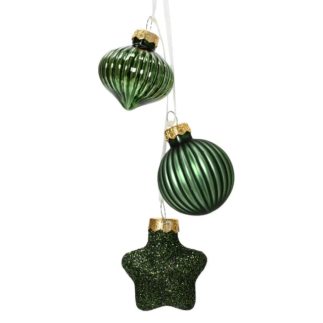 Bauble,onion and Star Shape 11,5cm - Green