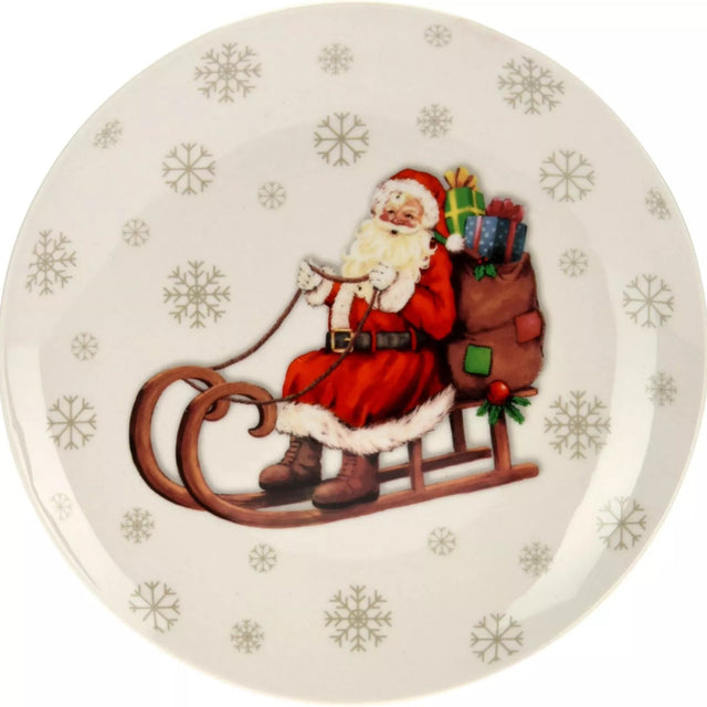 Plate coupe shape porcelain 26.5cm - Santa with slay