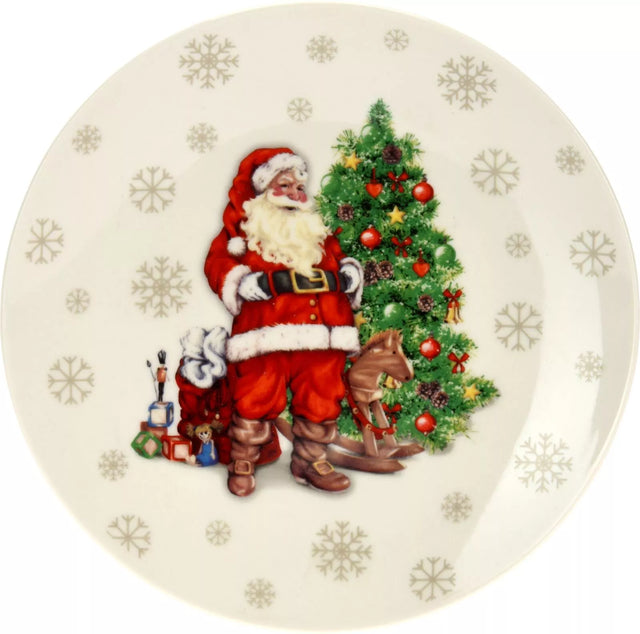 Plate coupe shape porcelain 20.5cm - Santa with tree