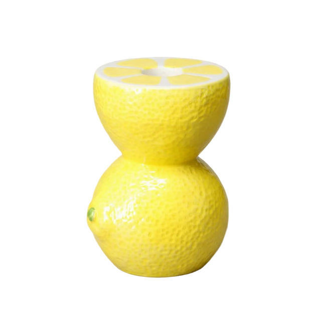 Candle holder, dolomite 9x8.5x11cm - Lemon