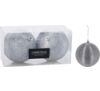 Christmas bauble set of 2 - embossed ring design - Polystyrene 10cm - Silver