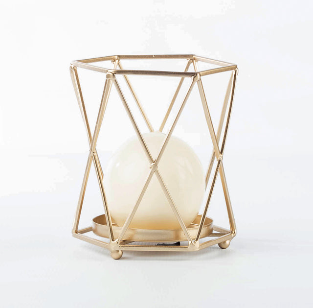 Geometric Candle Holder Large - Gold