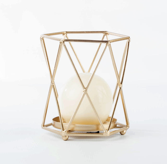 GEOMETRIC CANDLE HOLDER SML - GOLD