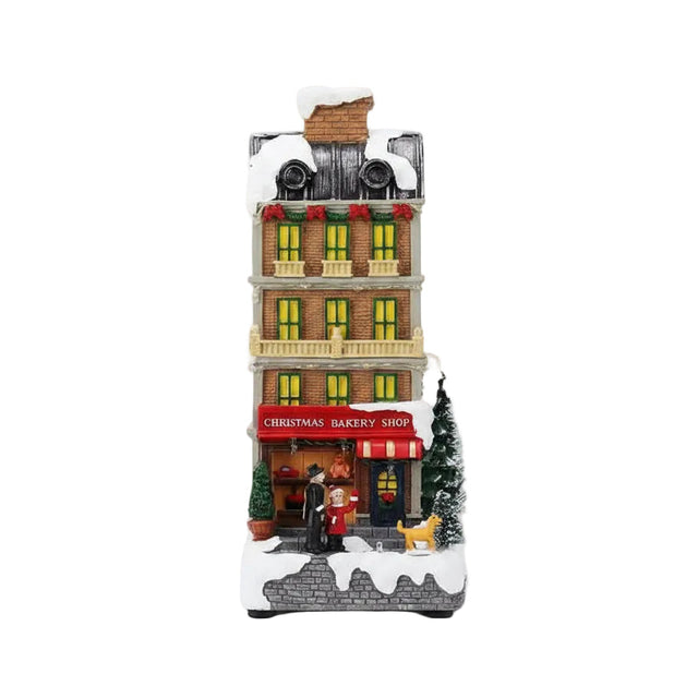 Bakery shop with apartments 12x14x28.5cm - with yellow balconies