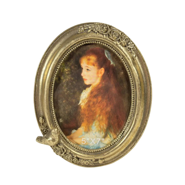 Round photo frame 14.478cm - gold