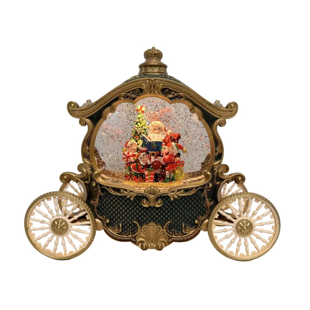 Gold Carriage LED Musical With Santa 26x11x20cm