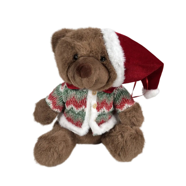 Bear With Xmas Hat And Green Sweater
