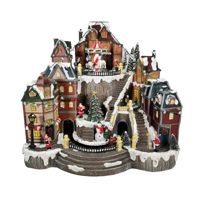 LED scenery with train, tree and carnival 40x33x37.5cm