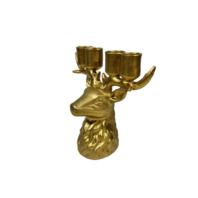 Gold reindeer candleholder 18.5cm