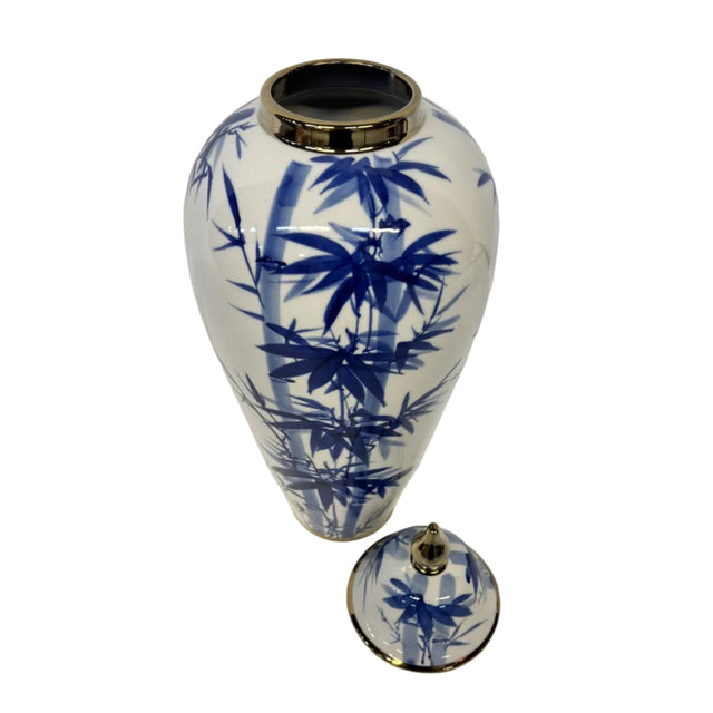 Ginger Jar With Blue Bamboo 19x45cm