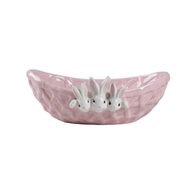 Bowl with bunnies 22x14x8cm pink