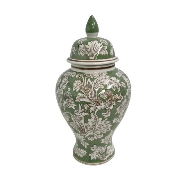 Green Chinoiserie Ginger Jar 18x18x35cm