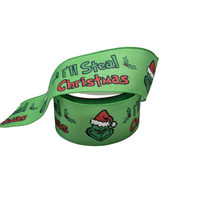 Grinch ribbon 9.1m, 6.3cm - I'll Steal Christmas