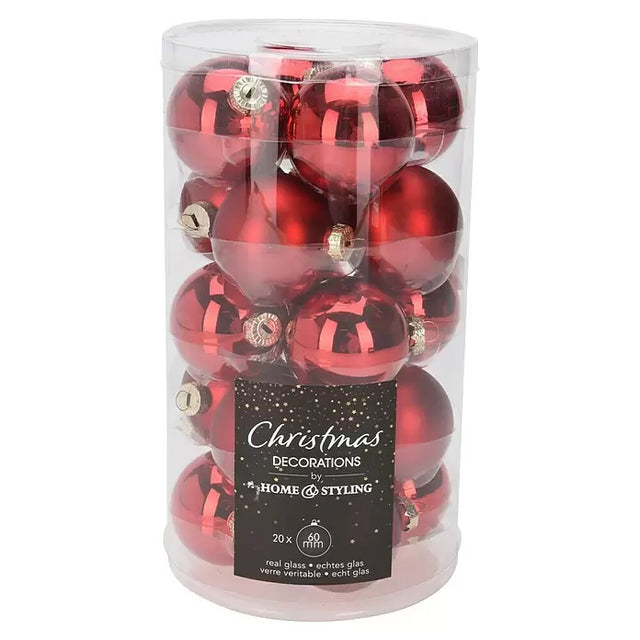 Xmas Ball, Glass, 6cm, Set Of 20 Red