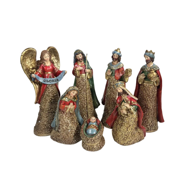 Nativity Figurines With Gold Robes 7pcs