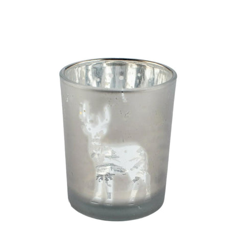 Christmas Tea Light Holder (Frosted Silver)