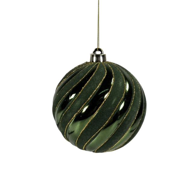 Dark green shiny shatterproof bauble 15cm with design