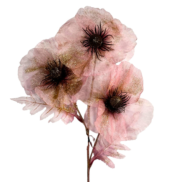 Poppy On Stem Blush Pink 13X19X76Cm