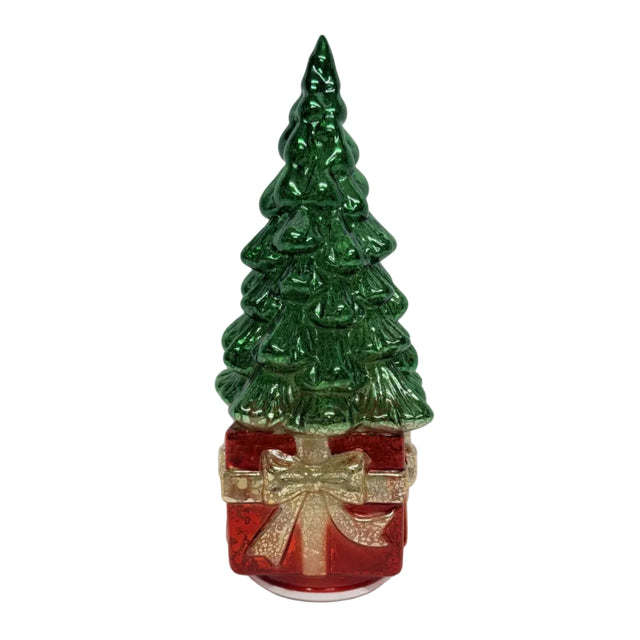 LED Christmas Tree With Red Present 13x13x30cm