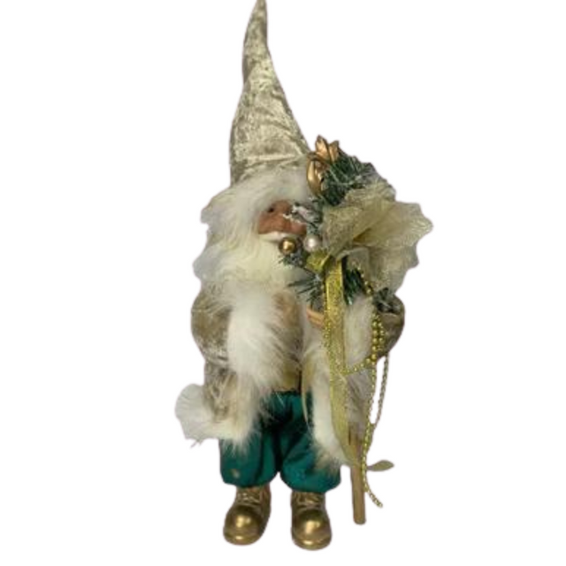 Gold/White/Blue Santa 30cm