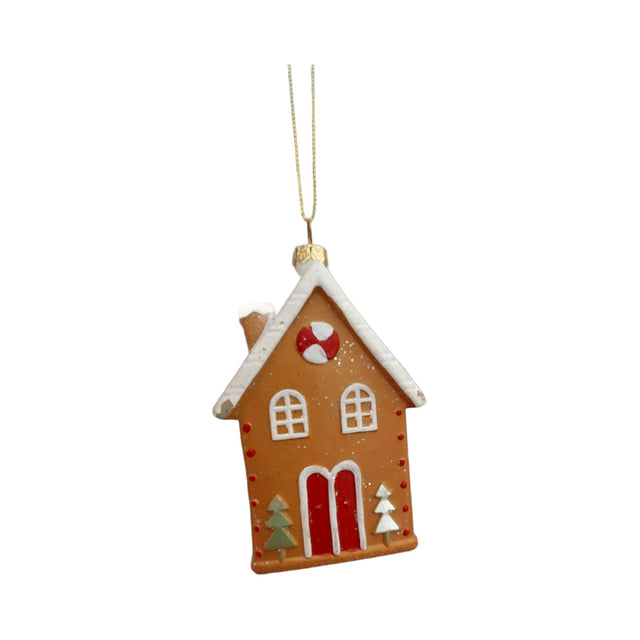 Gingerbread House With White Roof Large 7.5X12X3Cm