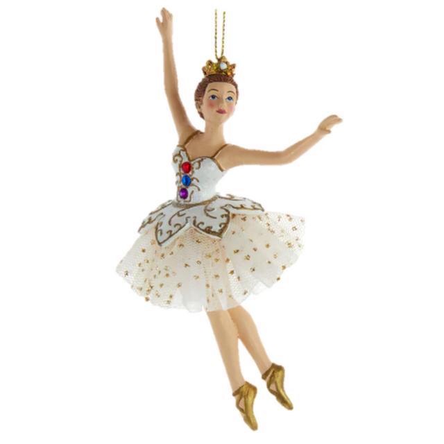 Ballerina With White And Gold Dress With Jewelled Detailing