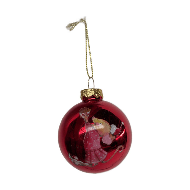 Bauble Glass Red Mouse With Chocolate Milk 6Cm
