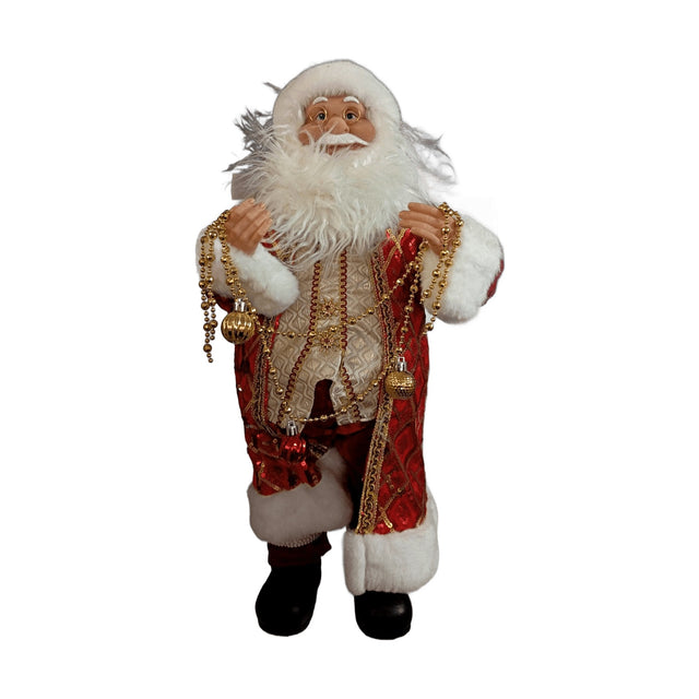 60Cm Red Gold Santa W Hanging Decor