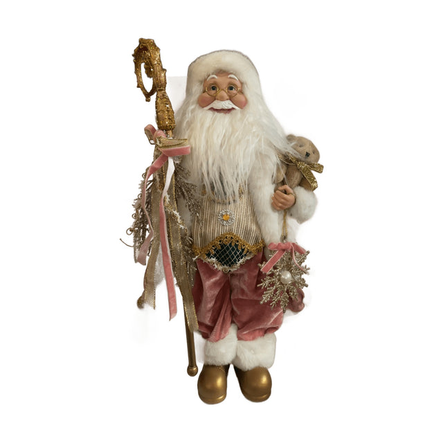 45Cm Pink Santa With Snowflake