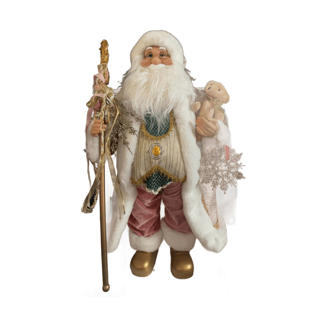 60Cm Pink Santa With Snowflake