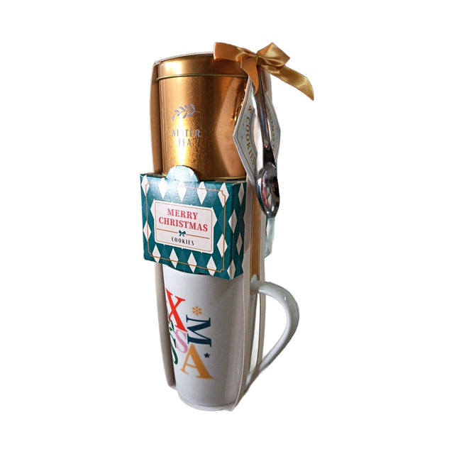Gift Set  Mug Filled With Tea With Cookies  Xmas